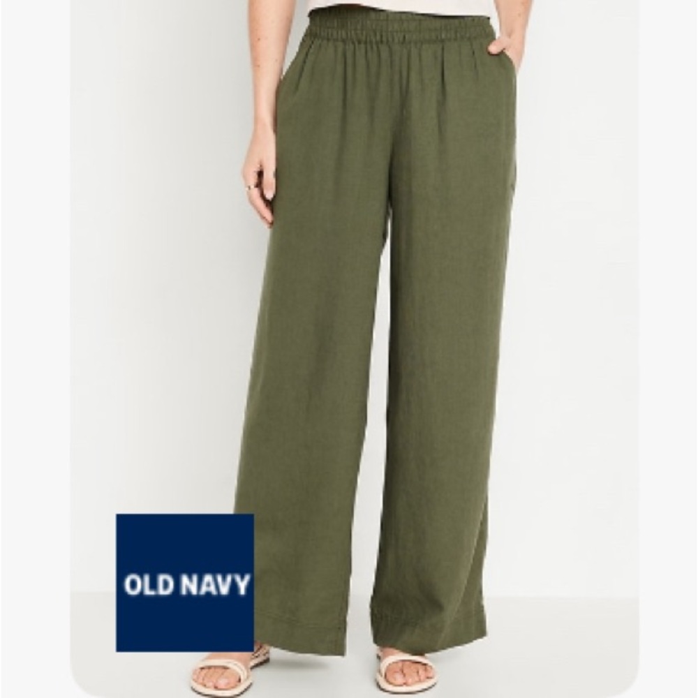 High-Waisted Linen-Blend Wide-Leg
Pants
